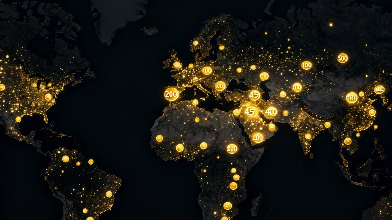 一幅深色背景的世界地图上，200余个金色发光圆点代表竞技宝全球CDN节点分布，新增的45个节点以更亮的金色高亮显示，分布在东南亚、欧洲和北美地区。